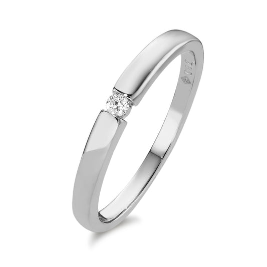 pierścionek solitär złoto białe 585/14 K Diament 0.03 ct, w-si