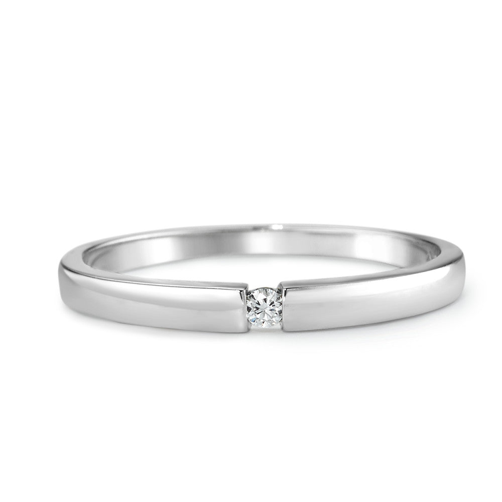 pierścionek solitär złoto białe 585/14 K Diament 0.03 ct, w-si