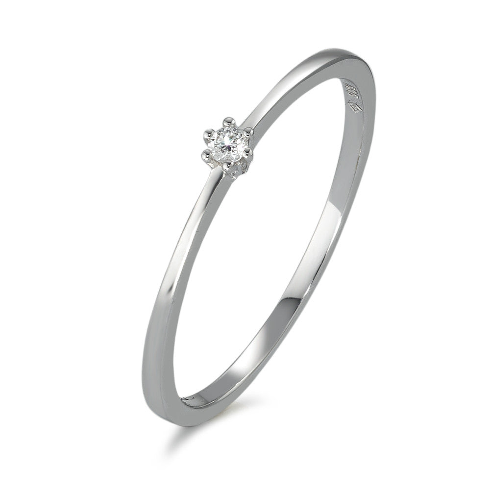 pierścionek solitär złoto białe 585/14 K Diament 0.03 ct, w-si