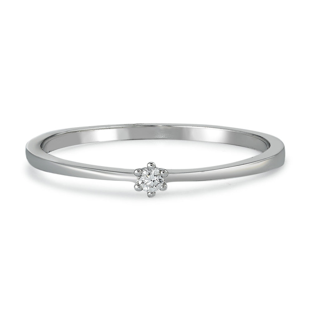 pierścionek solitär złoto białe 585/14 K Diament 0.03 ct, w-si