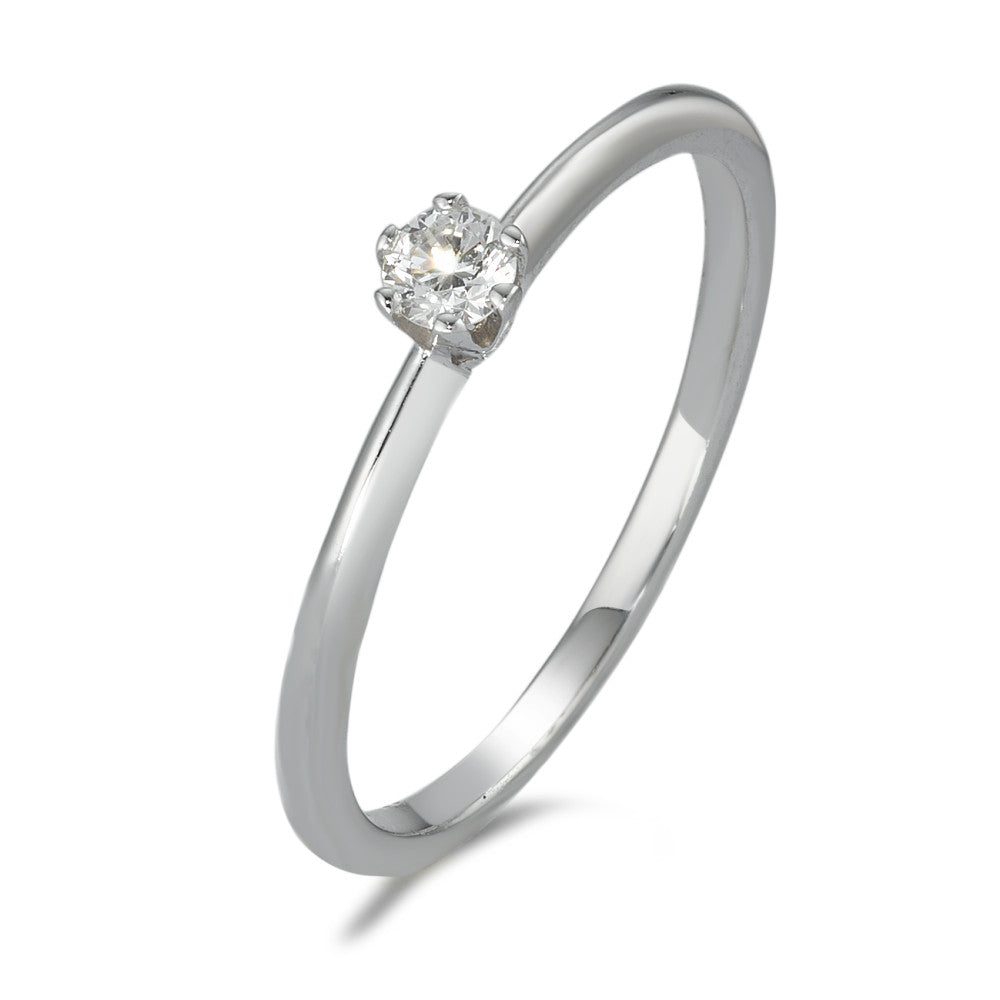 pierścionek solitär złoto białe 585/14 K Diament 0.10 ct, w-si