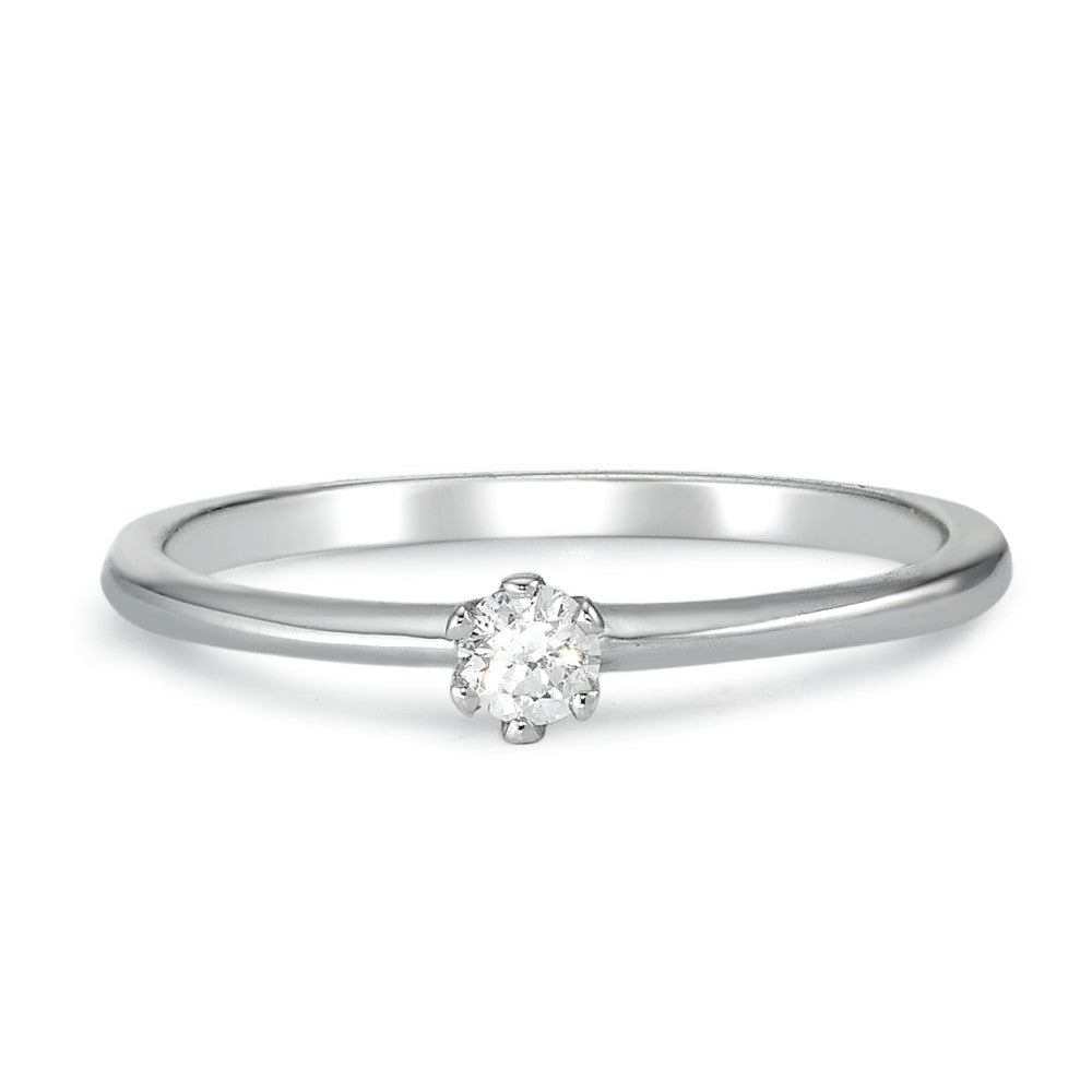 pierścionek solitär złoto białe 585/14 K Diament 0.10 ct, w-si