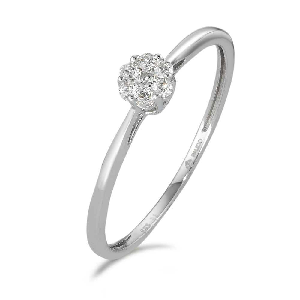 pierścionek solitär złoto białe 585/14 K Diament 0.11 ct, 7 kamienie, w-si