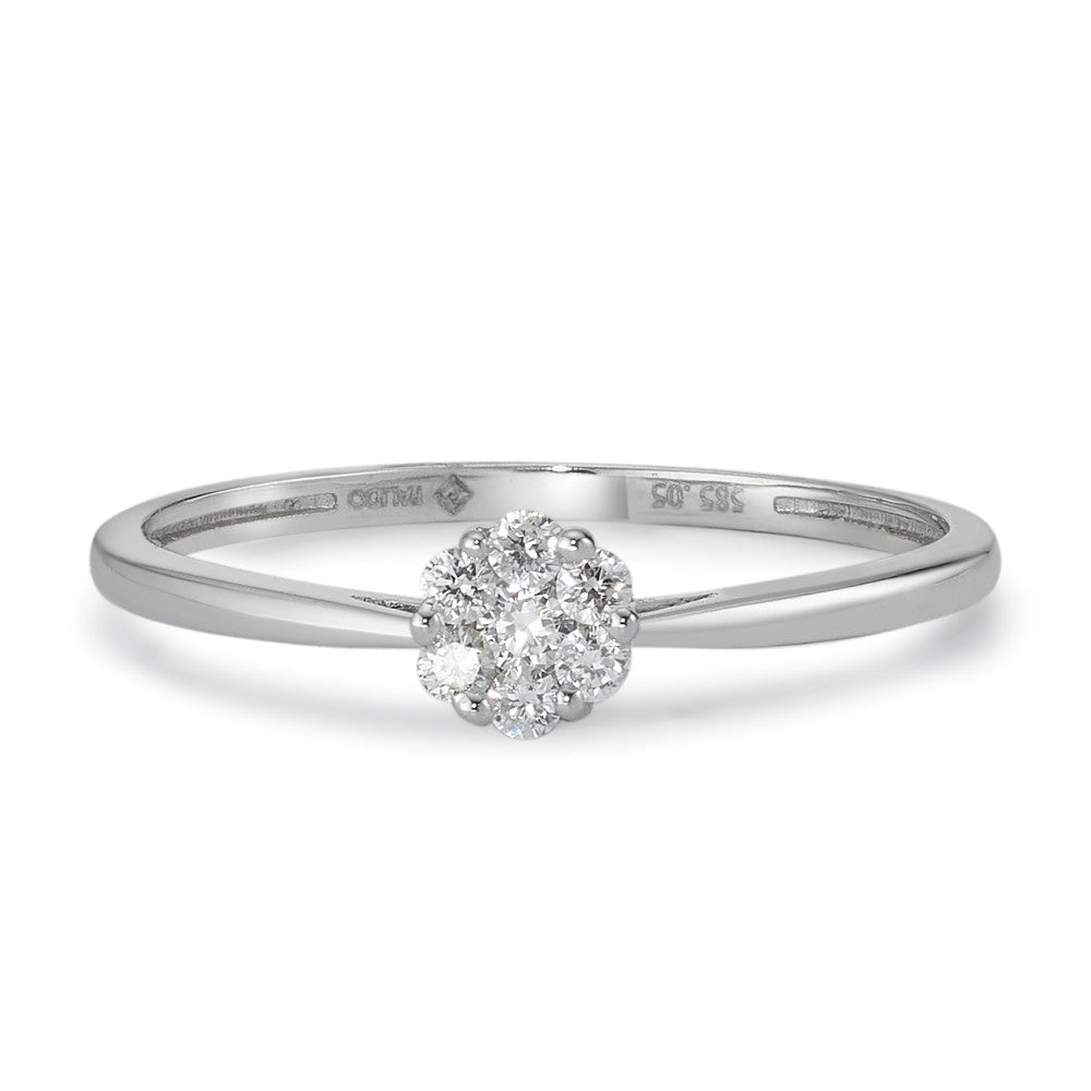 pierścionek solitär złoto białe 585/14 K Diament 0.11 ct, 7 kamienie, w-si