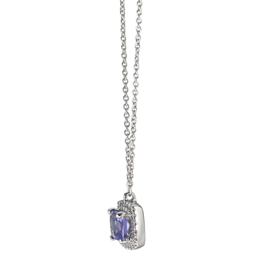 kolia złoto białe 585/14 K Diament 0.05 ct, w-si, Tanzanit 42 cm