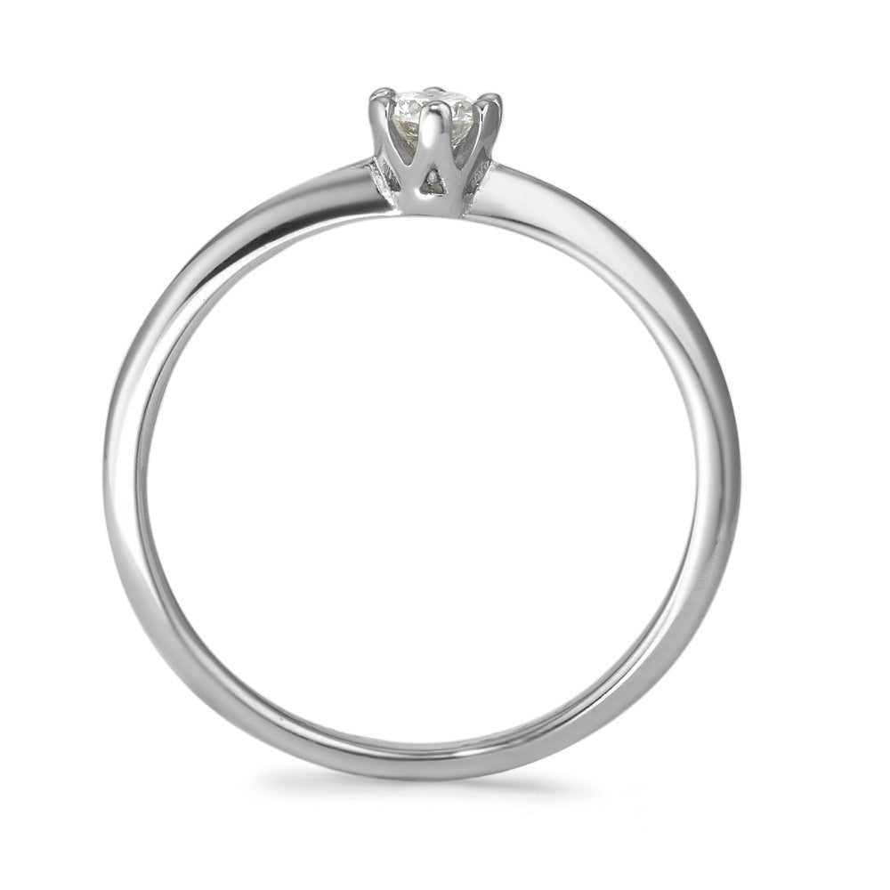 pierścionek solitär złoto białe 585/14 K Diament 0.15 ct, w-si