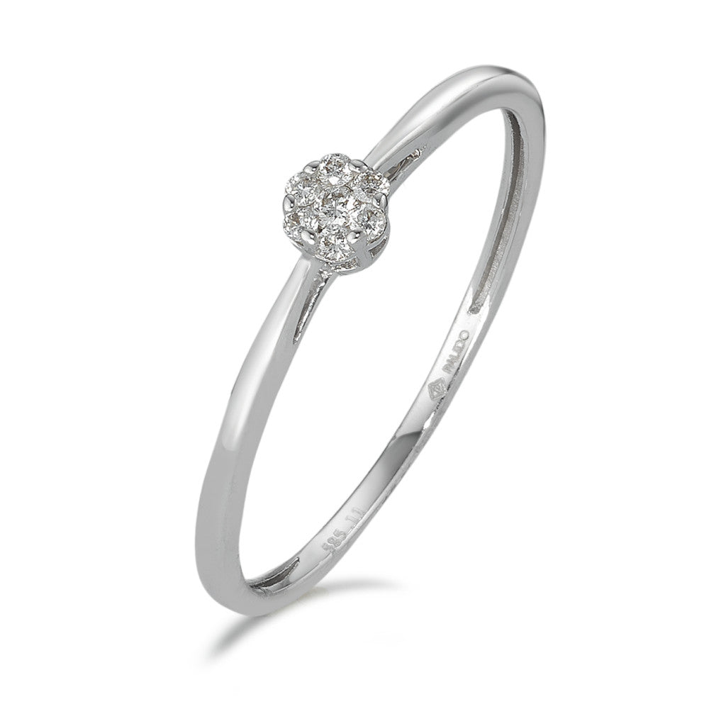 pierścionek solitär złoto białe 585/14 K Diament 0.05 ct, 7 kamienie, w-si