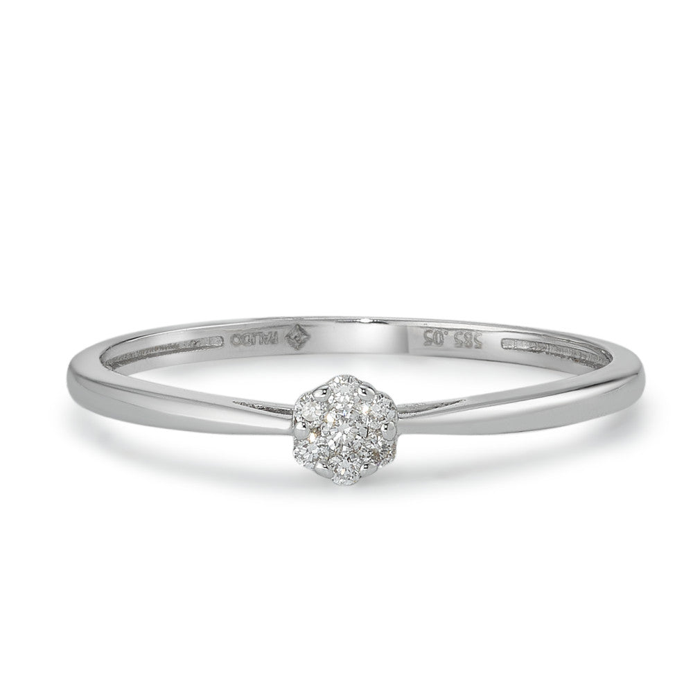 pierścionek solitär złoto białe 585/14 K Diament 0.05 ct, 7 kamienie, w-si