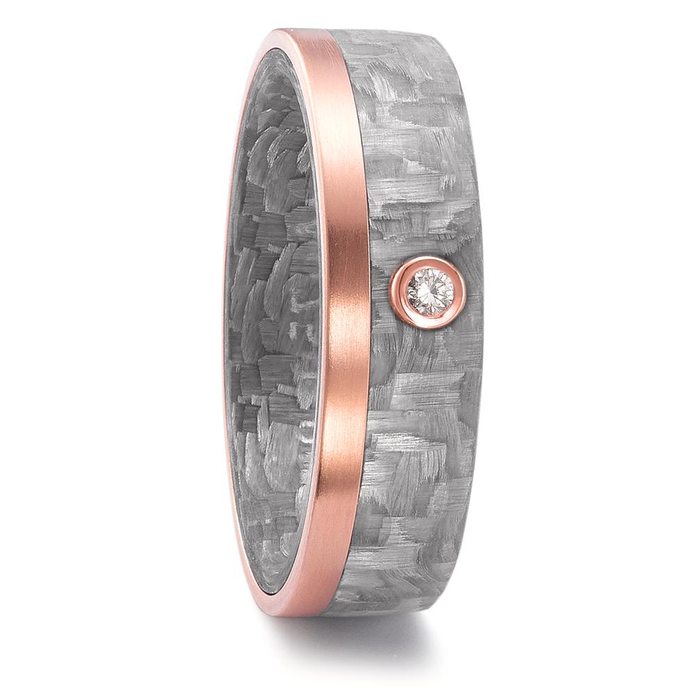 obrączka partnerska węgiel, złoto czerwone 750/18 K Diament 0.02 ct, w-si