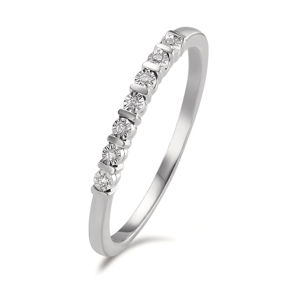 pierścionek pamięci złoto białe 585/14 K Diament 0.03 ct, 7 kamienie, w-si