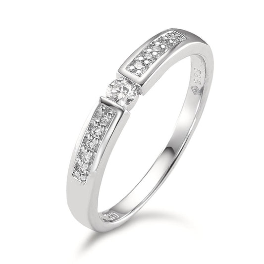 pierścionek złoto białe 585/14 K Diament 0.12 ct, 11 kamienie, w-si