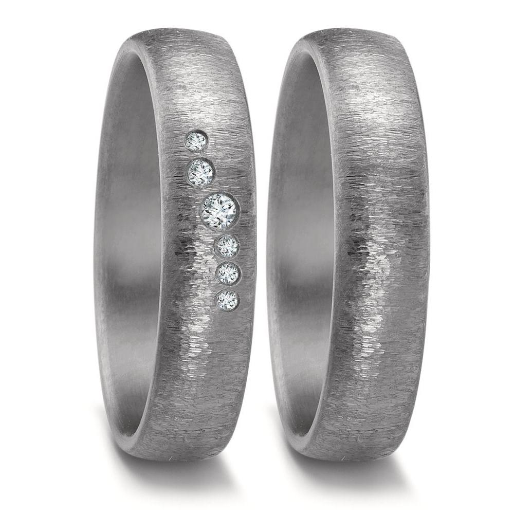 obrączka partnerska tantal 999 Diament 0.05 ct, 6 kamienie, w-si