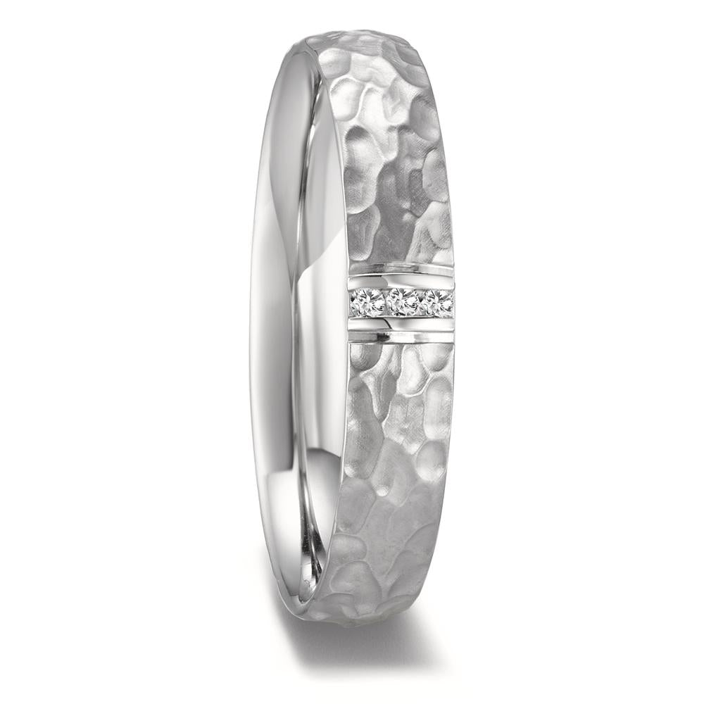 obrączka partnerska stal nierdzewna Diament 0.024 ct, 3 kamienie, w-si