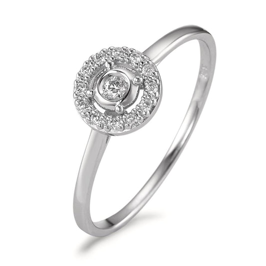 pierścionek solitär złoto białe 375/9 K Diament 0.09 ct, [Brillant], w-si