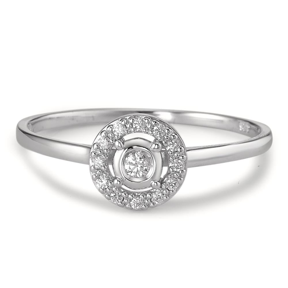 pierścionek solitär złoto białe 375/9 K Diament 0.09 ct, [Brillant], w-si