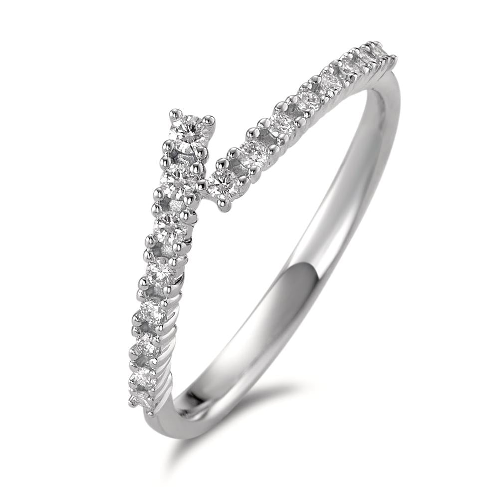 pierścionek złoto białe 750/18 K Diament 0.16 ct, 16 kamienie, [Brillant], w-si