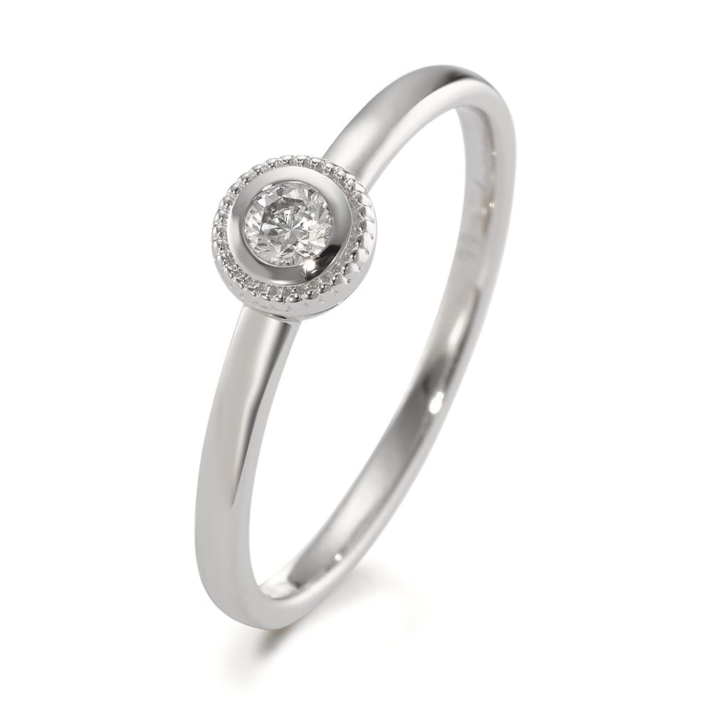 pierścionek solitär złoto białe 750/18 K Diament 0.10 ct, [Brillant], w-si