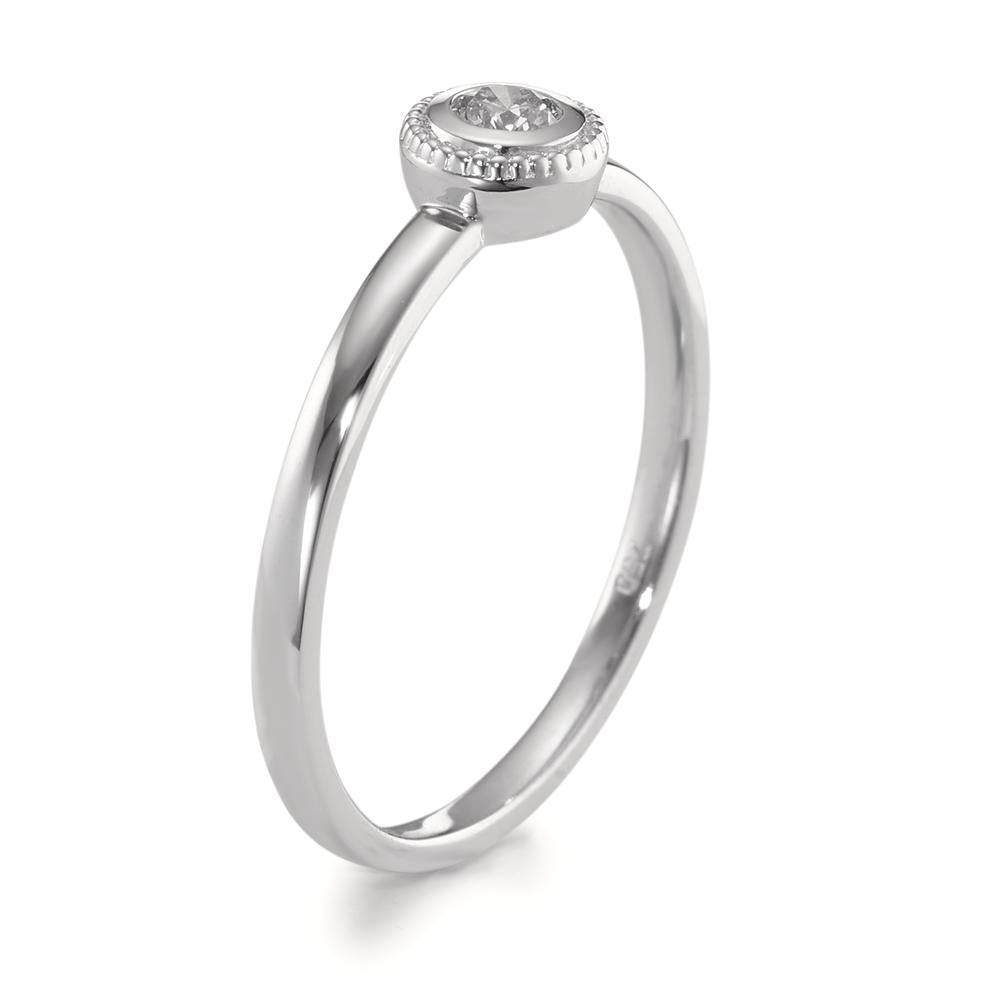 pierścionek solitär złoto białe 750/18 K Diament 0.10 ct, [Brillant], w-si