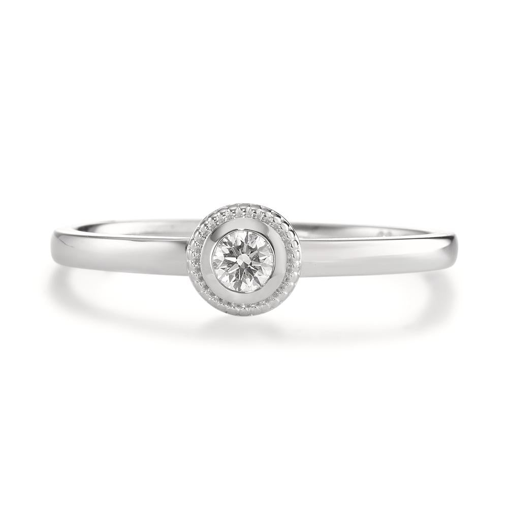 pierścionek solitär złoto białe 750/18 K Diament 0.10 ct, [Brillant], w-si