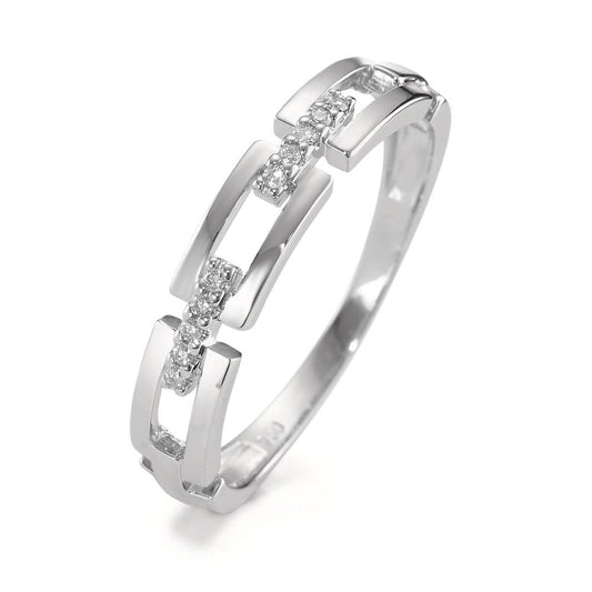 pierścionek złoto białe 750/18 K Diament 0.04 ct, 10 kamienie, [Brillant], w-si