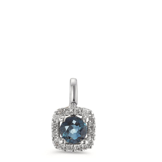 wisiorek złoto białe 750/18 K Szafir niebieski, Diament biały, 0.07 ct, 12 kamienie, w-si Ø6.5 mm