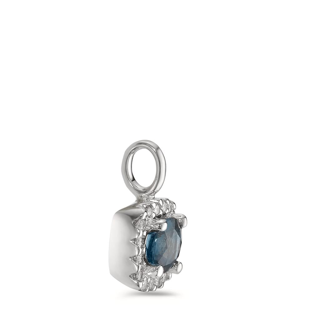 wisiorek złoto białe 750/18 K Szafir niebieski, Diament biały, 0.07 ct, 12 kamienie, w-si Ø6.5 mm