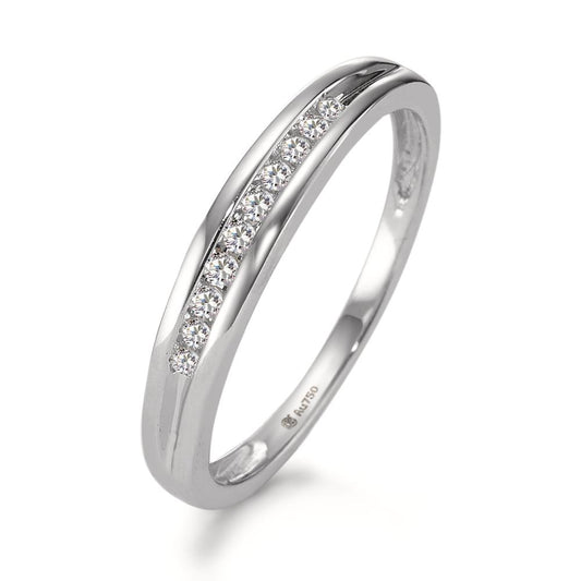 pierścionek pamięci złoto białe 750/18 K Diament 0.10 ct, 10 kamienie, w-si