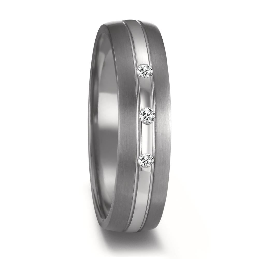 obrączka partnerska tantal 999, platyna 950 Diament 0.09 ct, 3 kamienie, w-si