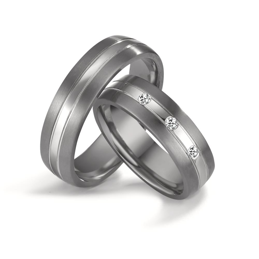 obrączka partnerska tantal 999, platyna 950 Diament 0.09 ct, 3 kamienie, w-si