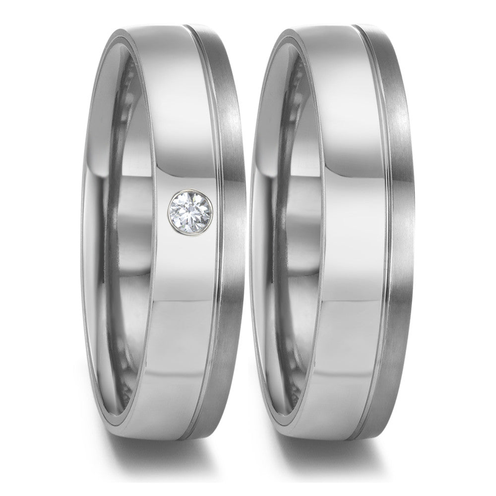 obrączka partnerska tantal 999, platyna 950 Diament 0.04 ct, w-si