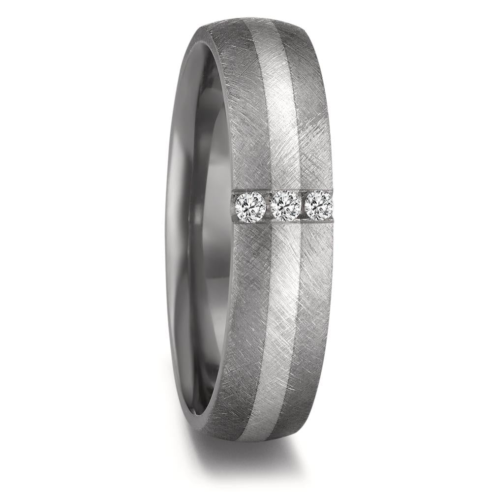 obrączka partnerska tantal 999, platyna 950 Diament 0.06 ct, 3 kamienie, w-si