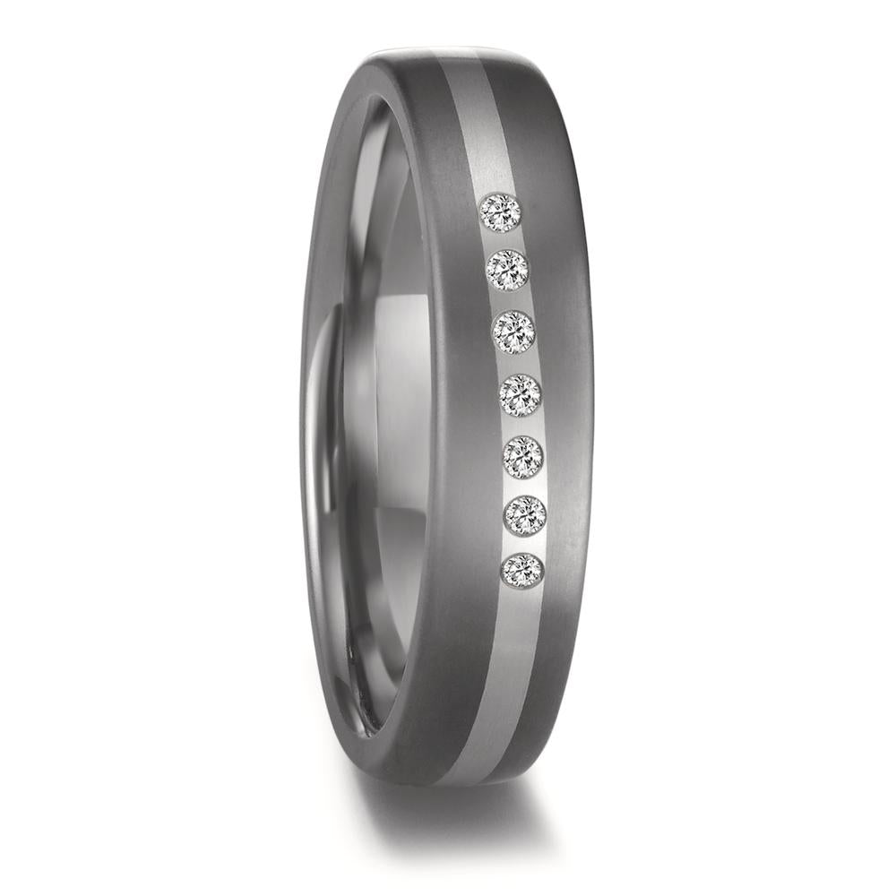 obrączka partnerska tantal 999, platyna 950 Diament 0.07 ct, 7 kamienie, w-si