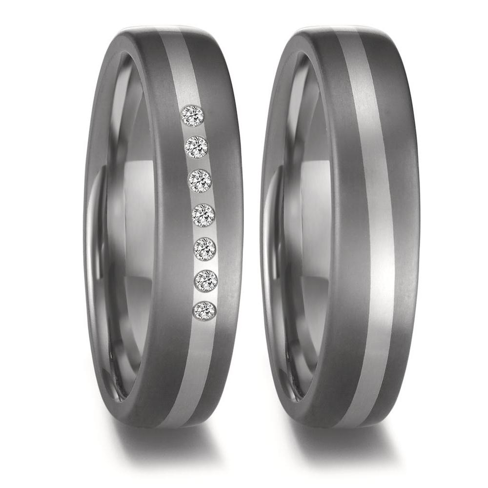 obrączka partnerska tantal 999, platyna 950 Diament 0.07 ct, 7 kamienie, w-si