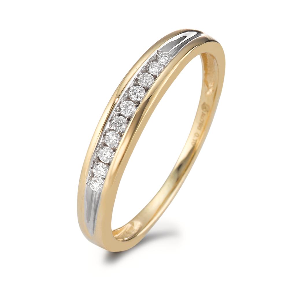 pierścionek złoto żółte 750/18 K Diament 0.10 ct, 10 kamienie, w-si