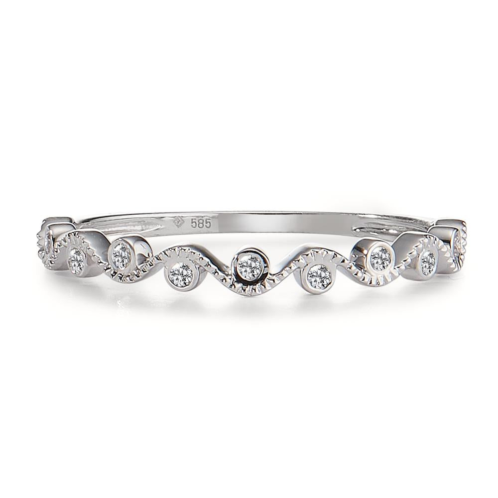 pierścionek złoto białe 585/14 K Diament 0.08 ct, 11 kamienie, w-si