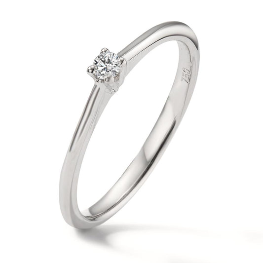 pierścionek solitär złoto białe 750/18 K Diament 0.05 ct, w-si