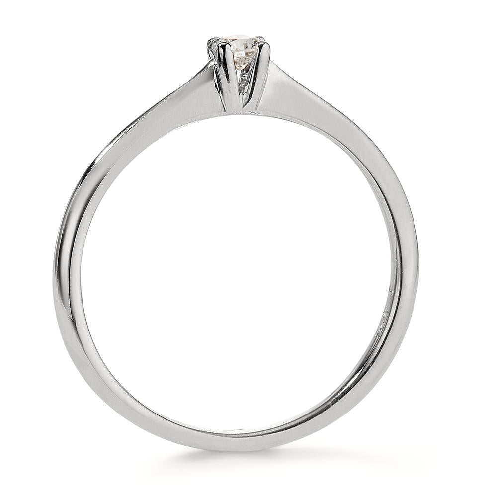 pierścionek solitär złoto białe 750/18 K Diament 0.10 ct, w-si