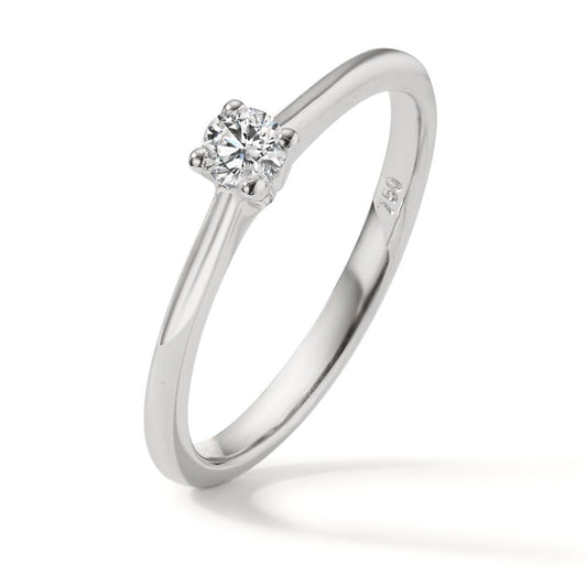 pierścionek solitär złoto białe 750/18 K Diament 0.15 ct, w-si