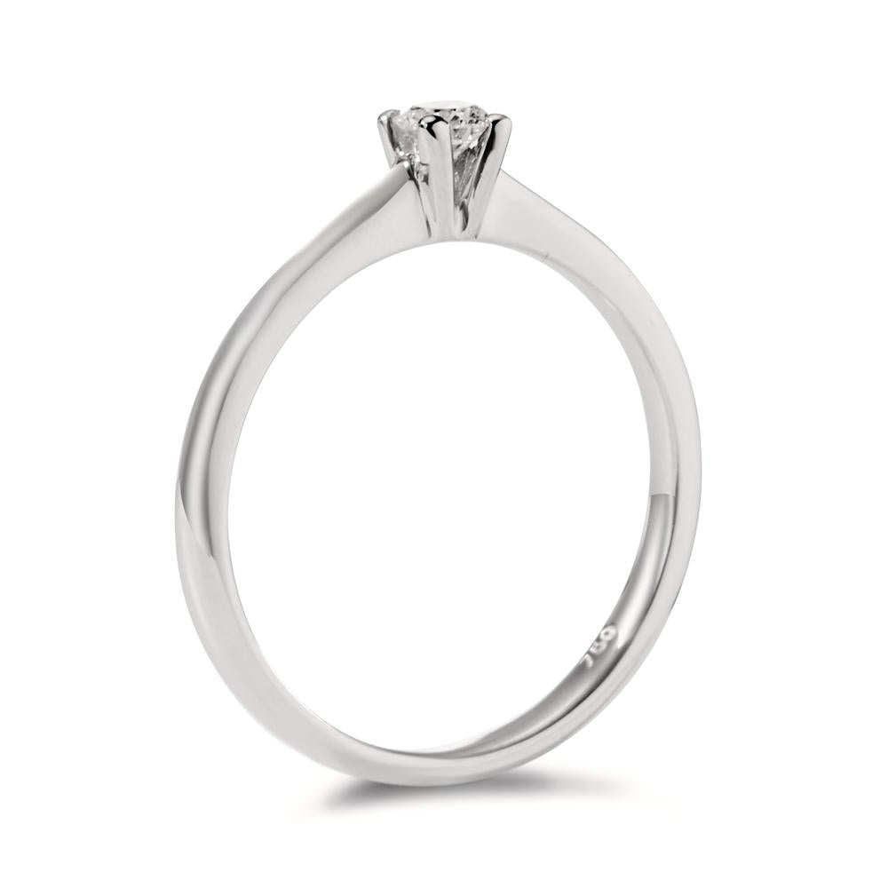 pierścionek solitär złoto białe 750/18 K Diament 0.15 ct, w-si