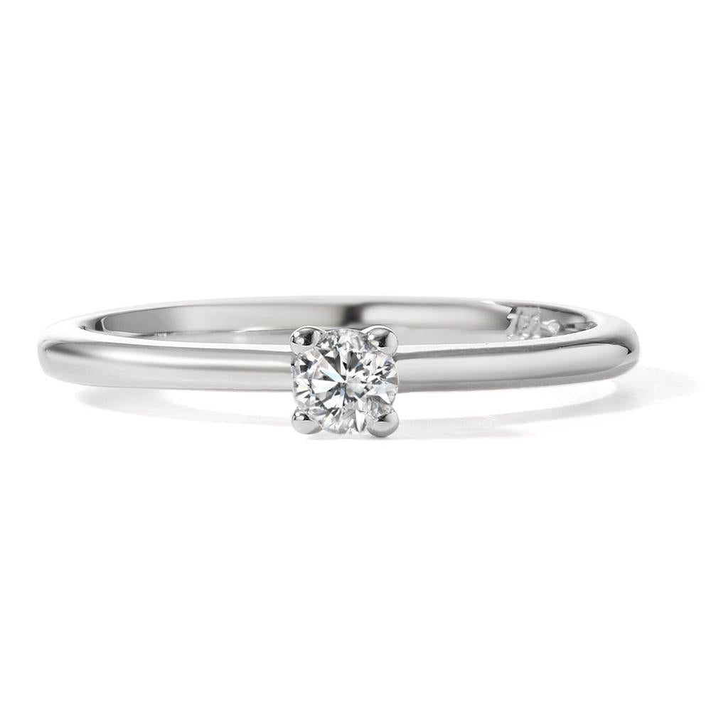 pierścionek solitär złoto białe 750/18 K Diament 0.15 ct, w-si