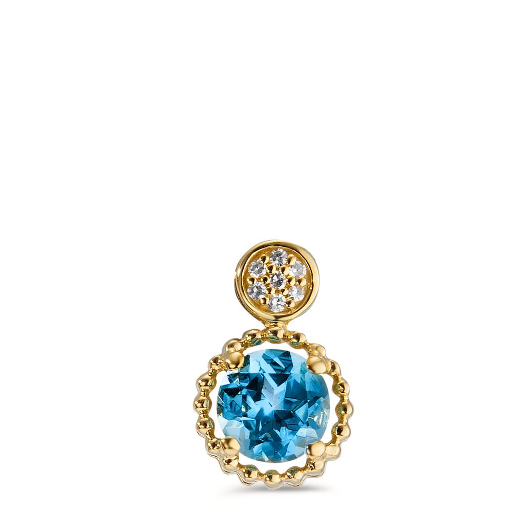 wisiorek złoto żółte 585/14 K Topaz niebieski, Diament 0.017 ct, 7 kamienie, w-si