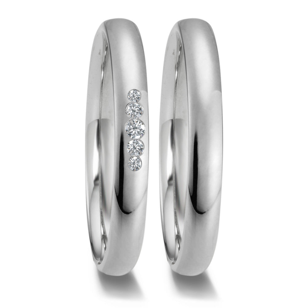 obrączka partnerska platyna 950 Diament 0.05 ct, 5 kamienie, w-si