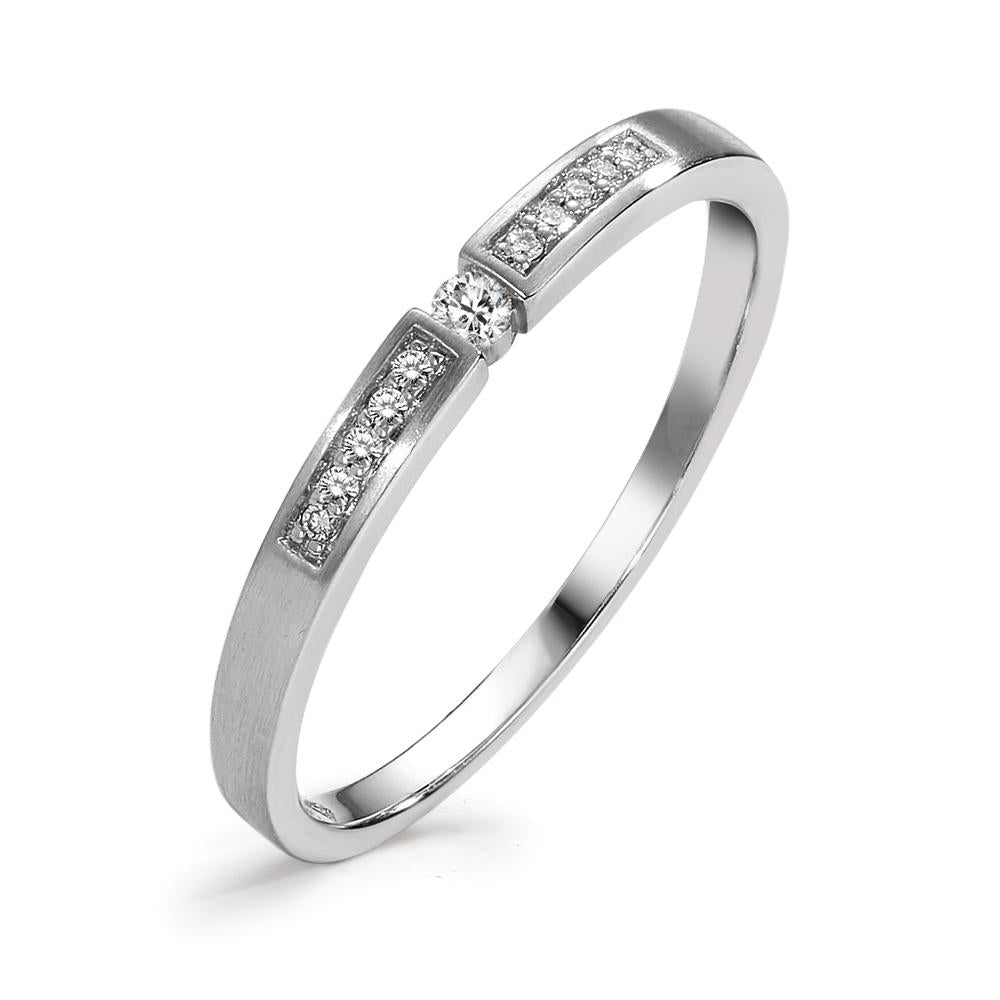 pierścionek solitär złoto białe 585/14 K Diament 0.07 ct, 11 kamienie, w-si