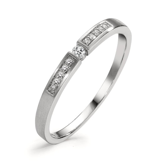 pierścionek solitär złoto białe 585/14 K Diament 0.07 ct, 11 kamienie, w-si