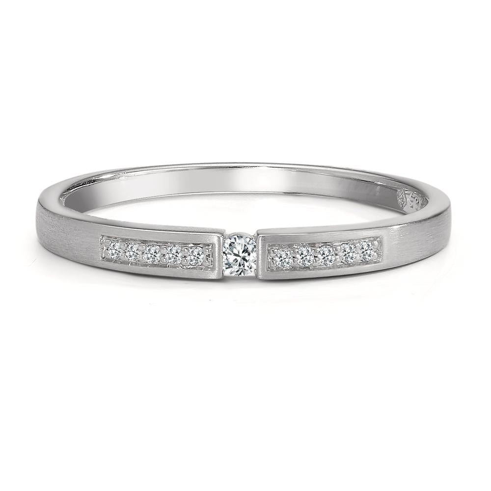 pierścionek solitär złoto białe 585/14 K Diament 0.07 ct, 11 kamienie, w-si