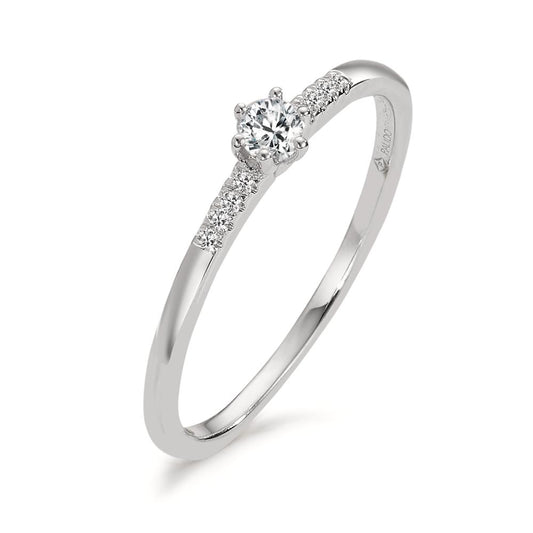 pierścionek solitär złoto białe 585/14 K Diament 0.08 ct, 9 kamienie, w-si