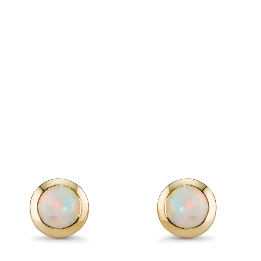 kolczyki wkrętki złoto żółte 375/9 K Opal 2 kamienie Ø6.5 mm