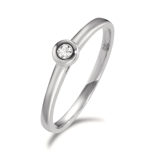 pierścionek solitär złoto białe 750/18 K Diament 0.03 ct, w-si