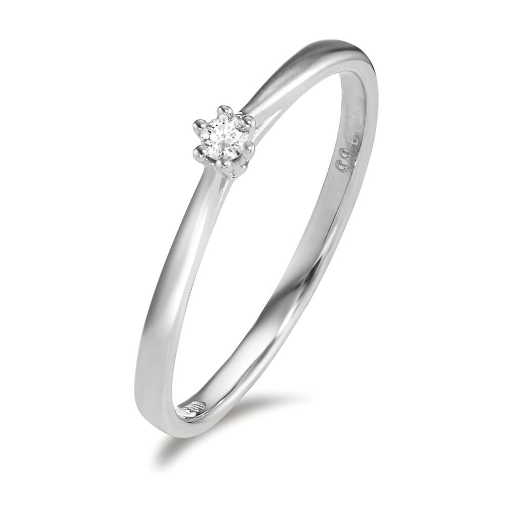 pierścionek solitär złoto białe 750/18 K Diament 0.035 ct, w-si