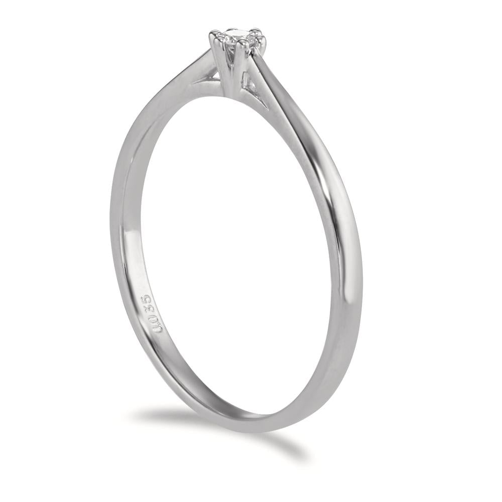 pierścionek solitär złoto białe 750/18 K Diament 0.035 ct, w-si